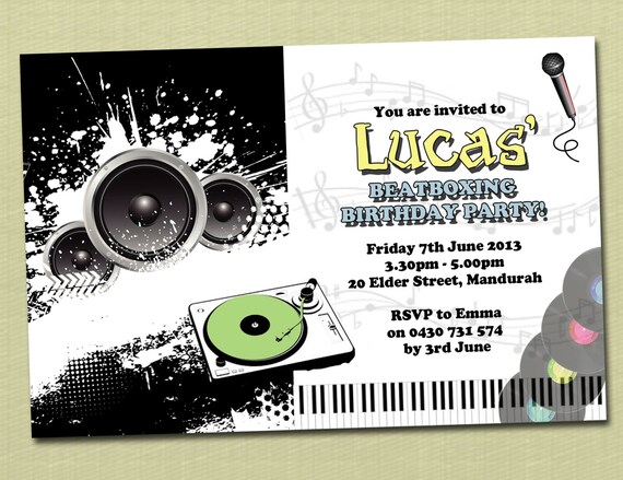 Personalised Beatbox Birthday Invitations - You Print Il_570xn