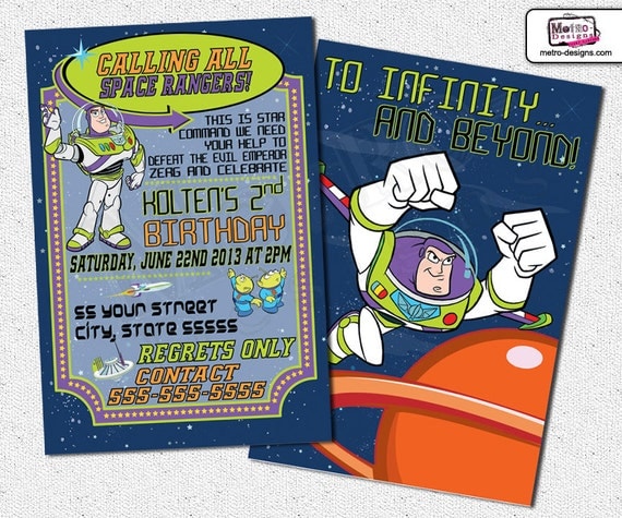 Buzz Lightyear Invitation - Digital File Il_570xn