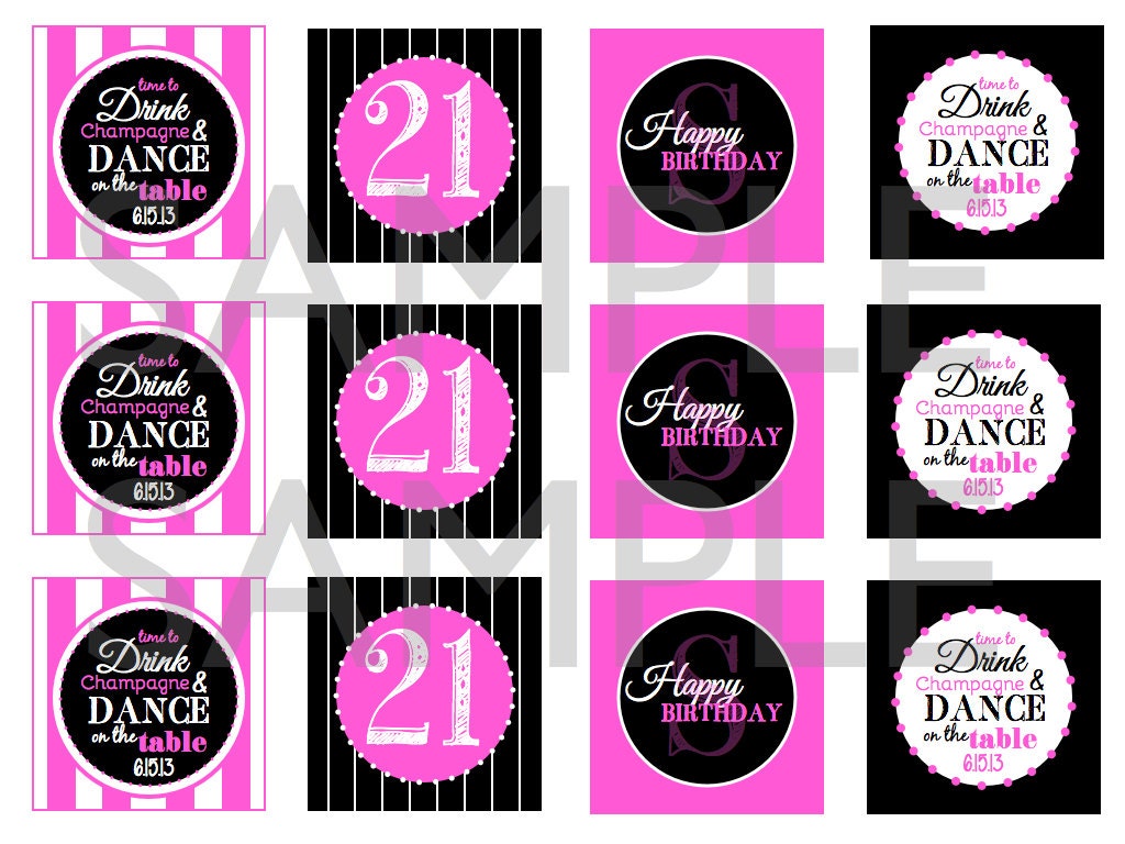 Items similar to 21st Birthday Printable Cupcake Toppers / Party Tags