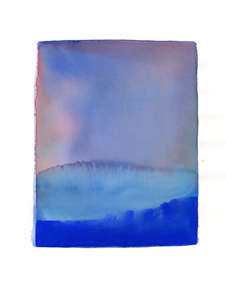 original watercolor painting, blues of the sea