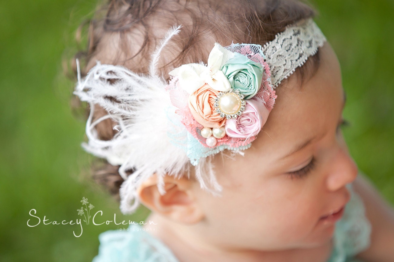 Baby Girl Headband-Baby Headbands-Rosette Headband-Newborn Headbands-1st Birthday Girl Headband-Flower Girl Headband-Photo Prop - AvryCoutureCreations