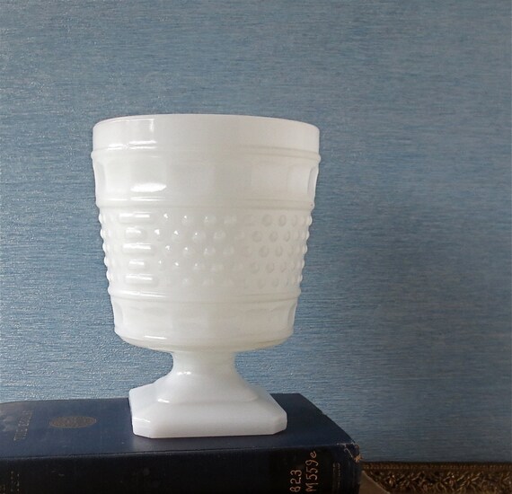 Napco Milk Glass Tall Footed Vase / Compote / Plant by nyssaink