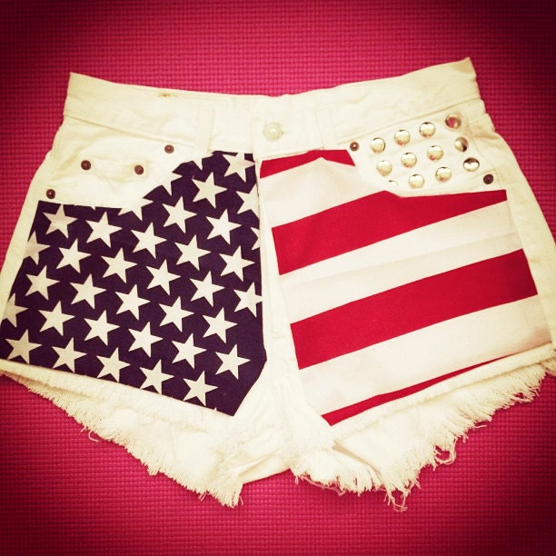 White american flag shorts L