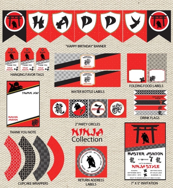 Ninja Birthday Collection Complete Printable Party Il_570xn
