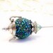Teapot beaded hat pin teal green blue mosaic bumpy beaded miniature teapot Victorian hat pin scarf pin seed beads TAGT tenX