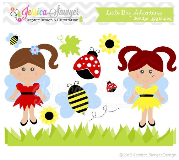 INSTANT DOWNLOAD, bee clip art, lady bug clipart, spring design, for commercial use invitations, annoucements Il_570xn