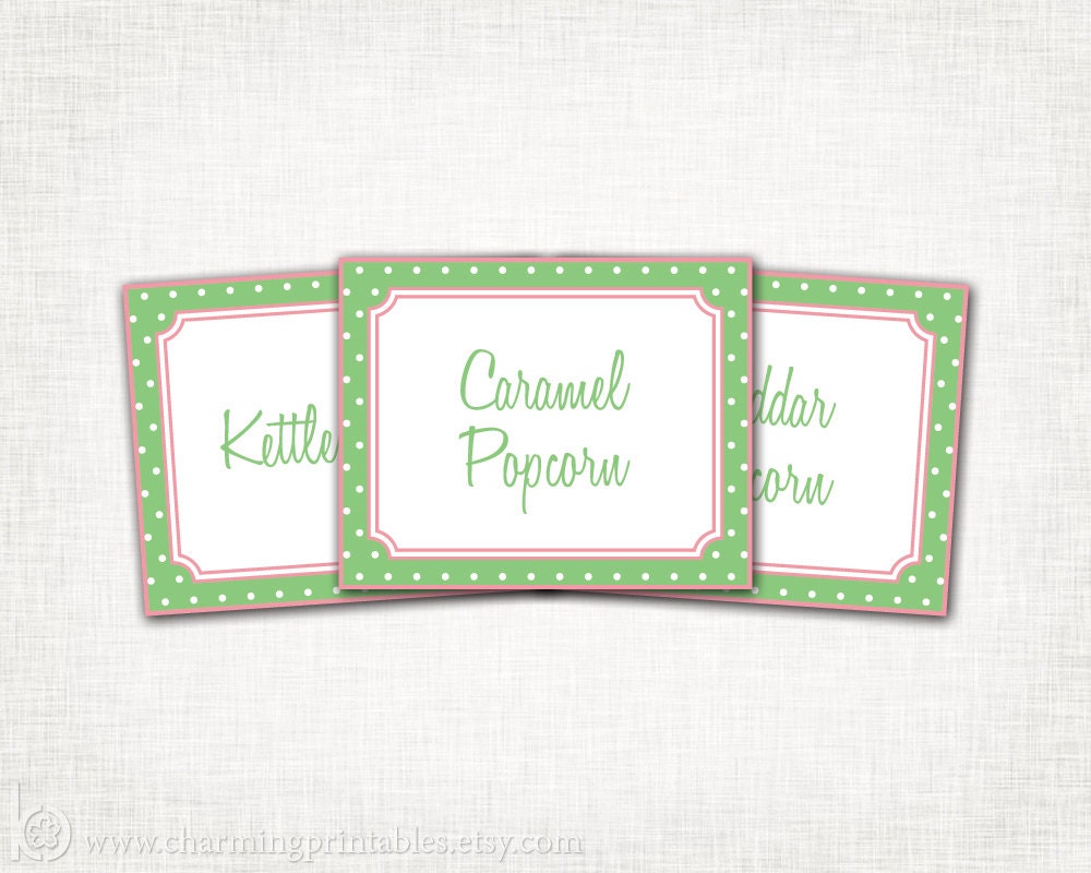 Polka Dot Labels - Custom Colors, Font - PRINTABLE PDF File - Buffet Tags, Storage Labels, Place Cards Il_570xn
