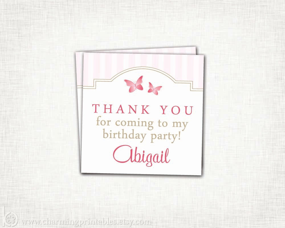 Butterfly Tags - Printable File Garden Party Labels - Butterfly Flower Thank You Card - Garden Party Collection Il_570xn