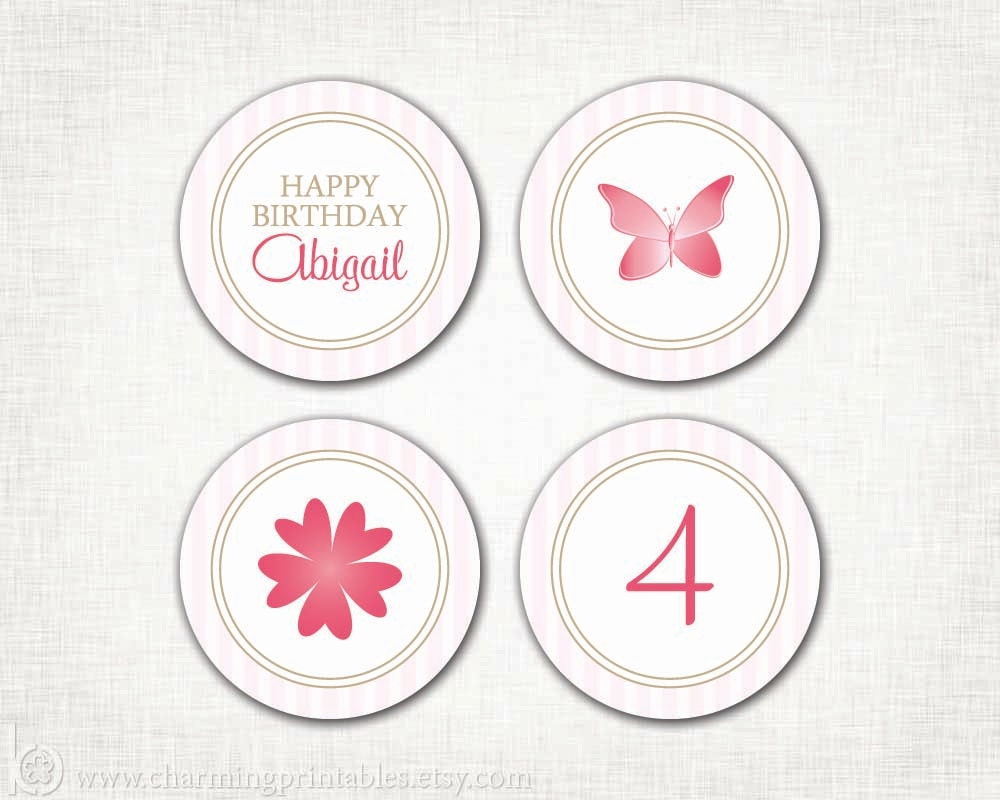 Flower, Butterfly Cupcake Toppers - PRINTABLE DIY Birthday Party Circles - Garden Party Toppers - Garden Party Collection Il_570xn