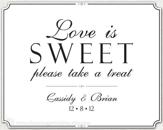 Candy Buffet Sign - PRINTABLE DIY Digital File Sign - Buffet, Dessert Table - Classic Wedding Collection Il_570xn