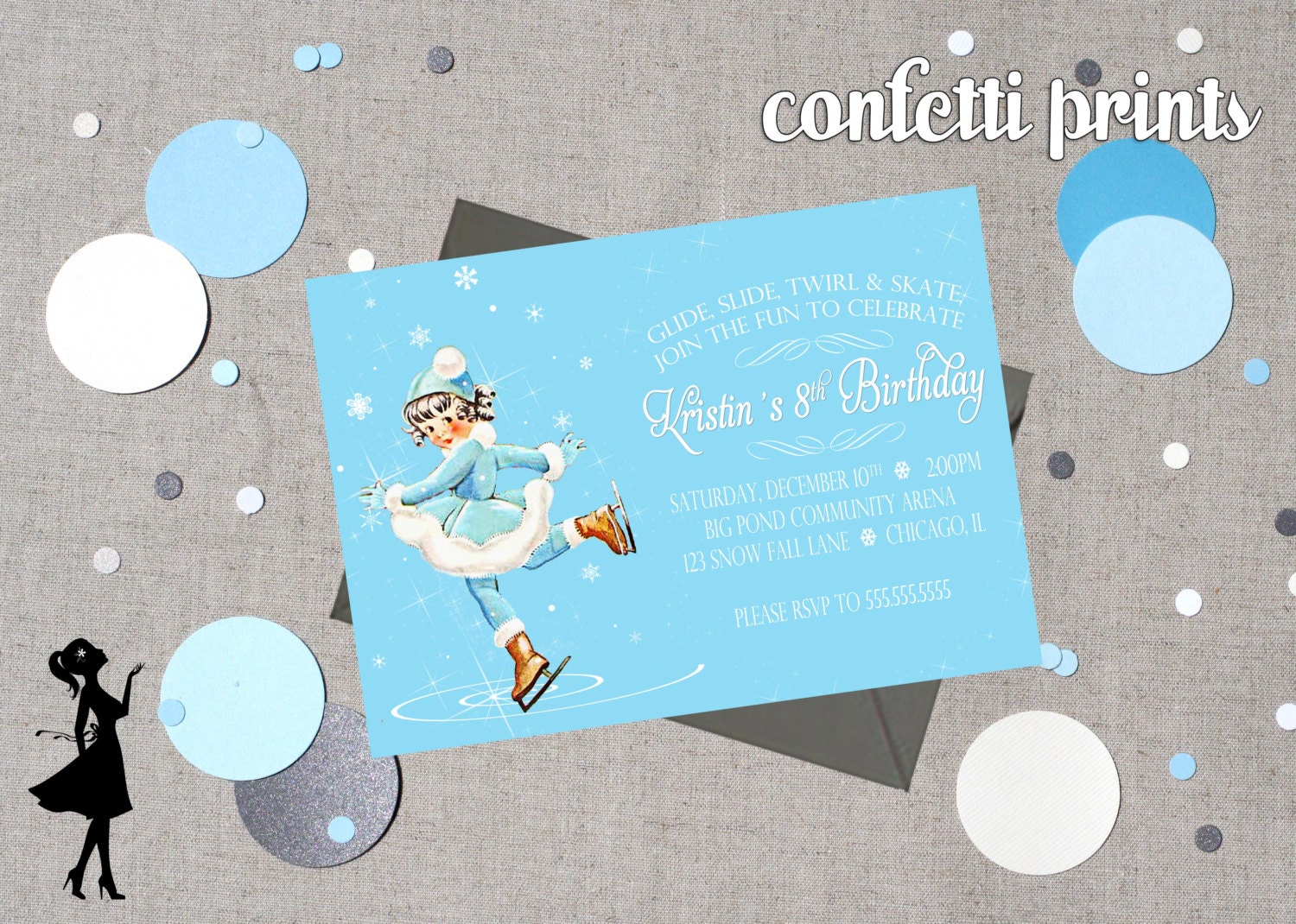 Vintage Birthday Invitation - ICE PRINCESS Printable Il_570xn