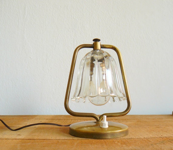 Vintage 50s small bedside lamp. Mid century lamp with by BVMaison