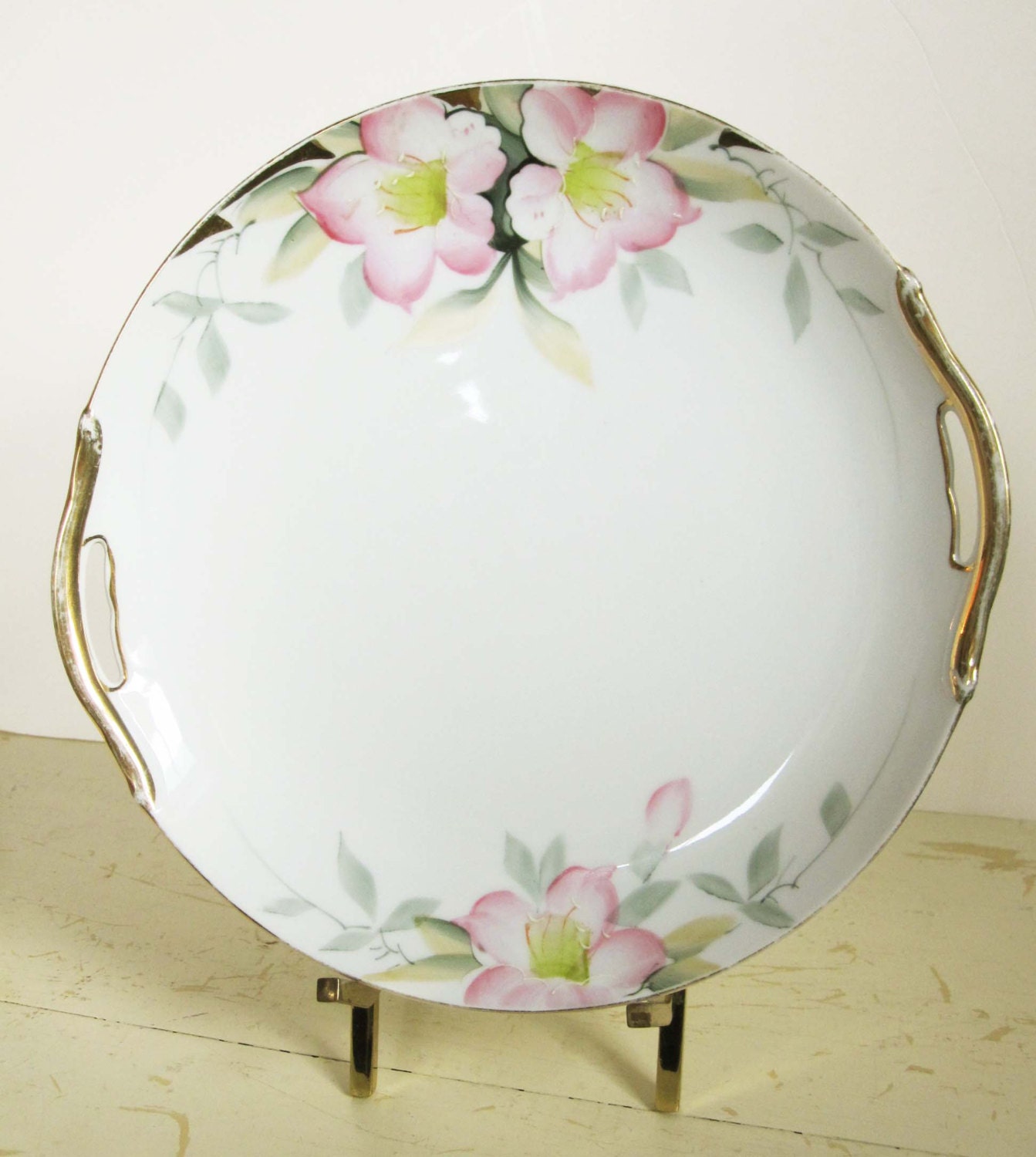 Noritake Azalea Pattern Hand Painted Cake Plate With Exquisite Pink