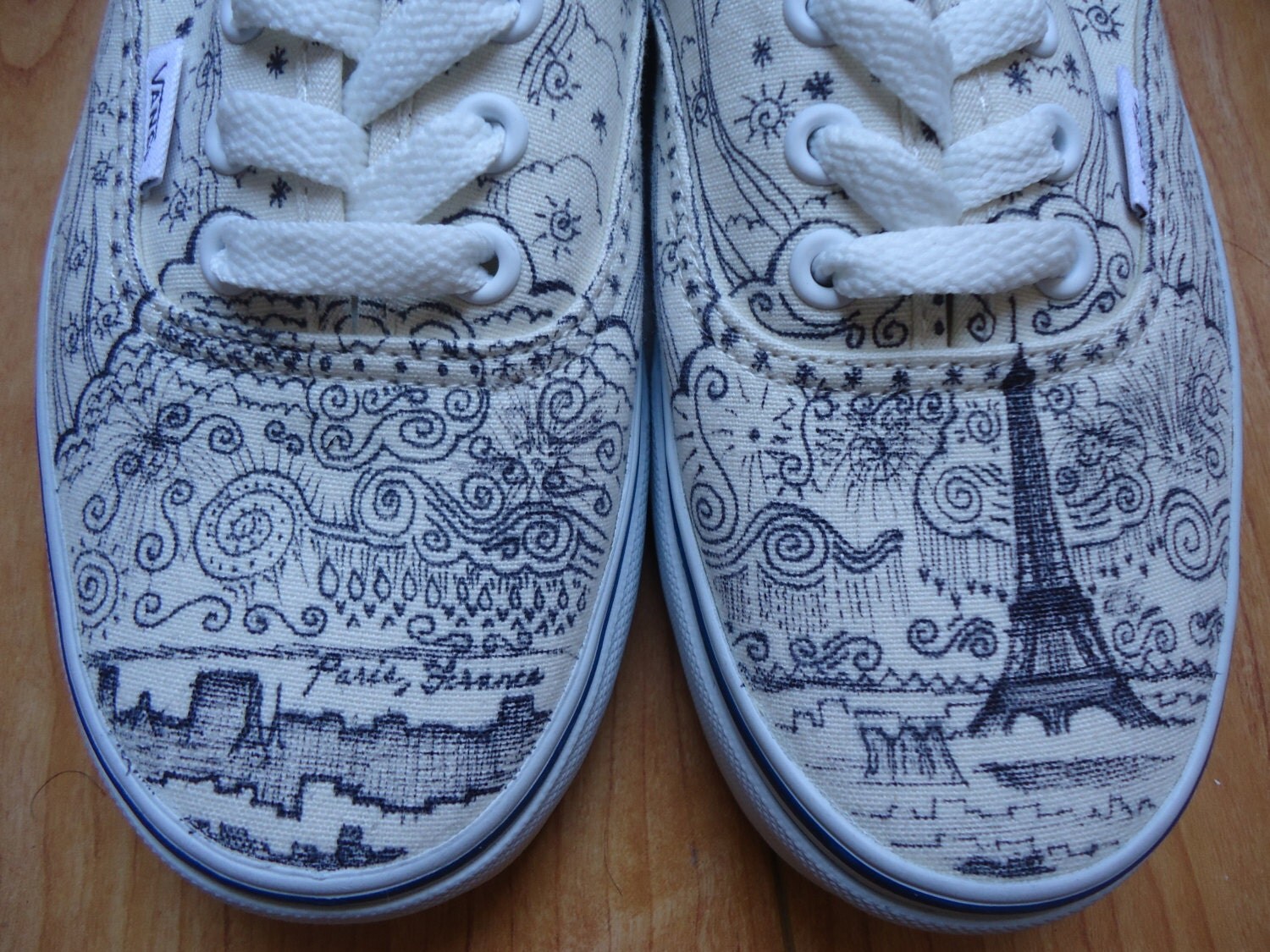 Paris France Custom VANS Shoes Womens 6 Mens 4.5 by VICITbyDK