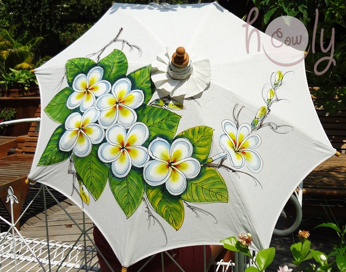 Special Deal Buy 3 get 1 FREE - Beautiful handmade and hand painted parasol with wooden and bamboo frame. - HolyCowproducts