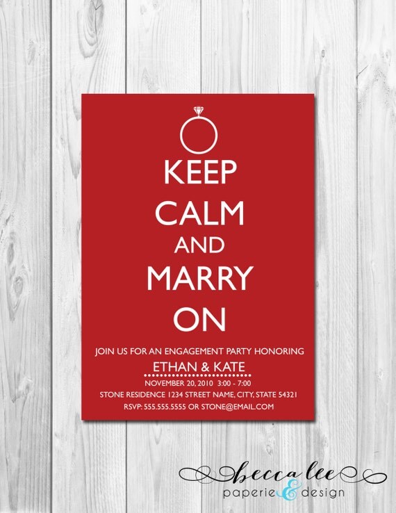 Engagement Party Invitation - Keep Calm and Marry On - DIY - Printable Il_570xn