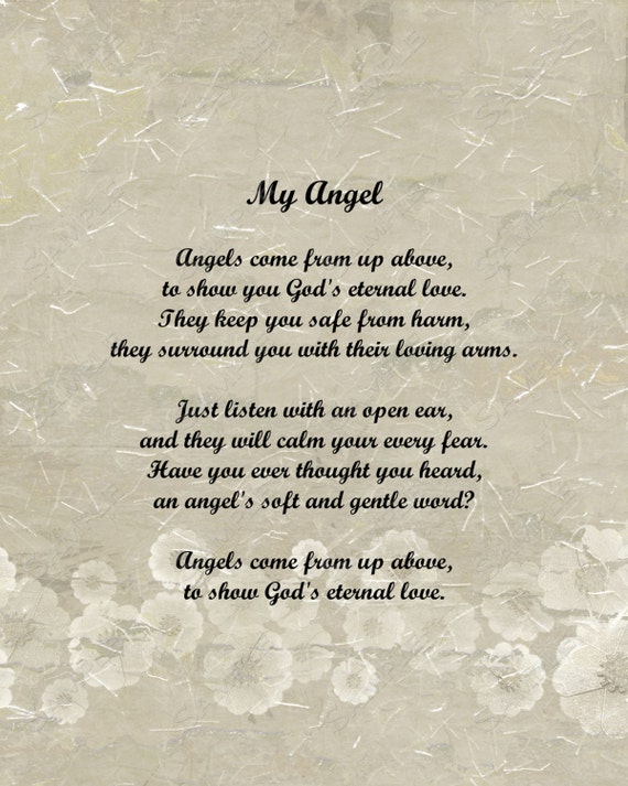 Items similar to Angel Poem Digital INSTANT Download 8 X 10 Print  On