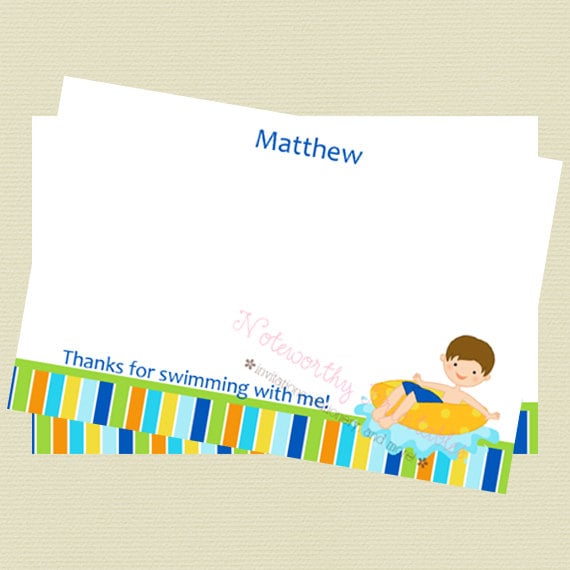 Printable Boy Pool Party Thank You Note Il_570xn