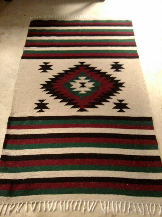 Vintage Mexican Blanket Aztec/Zapotec Design by TradewindsFolkArt