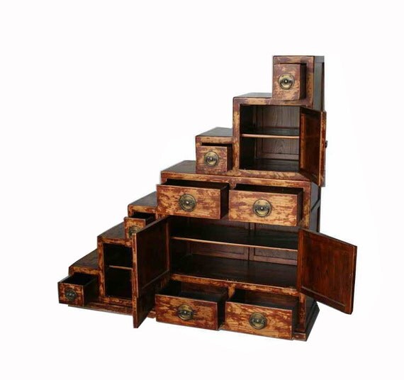 Items similar to Vintage Japanese Tansu Step Chest on Etsy