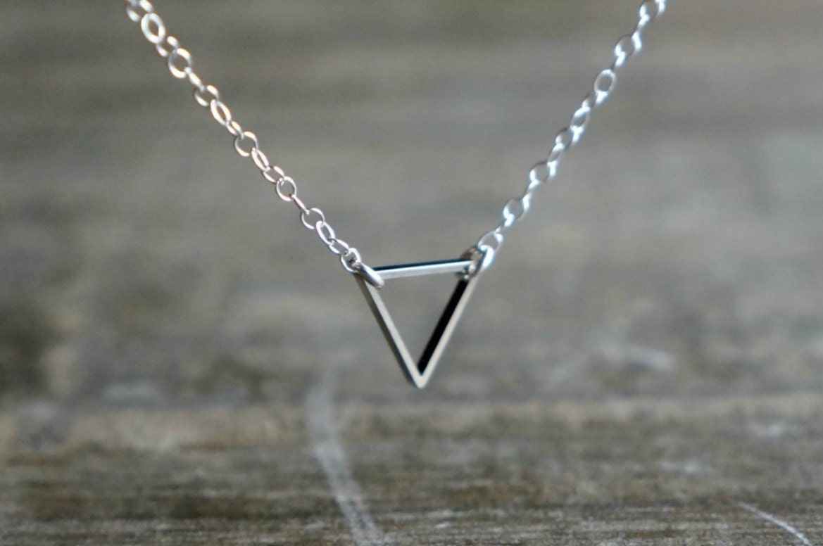 Triangle Necklace Geometric Upside Down Triangle Pendant On