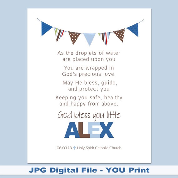 Personalized Boys Baptism Prayer Wall Art by SignsofFaithCreation