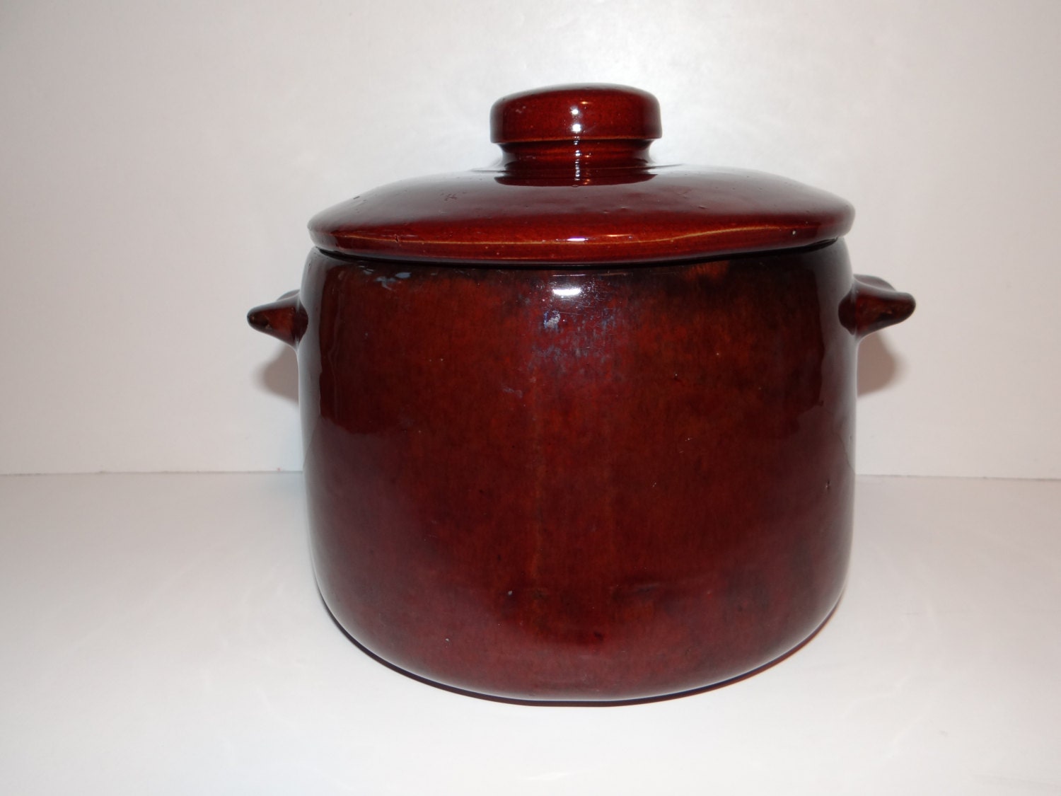 Vintage West Bend Brown Glazed Stoneware Bean Casserole Pot