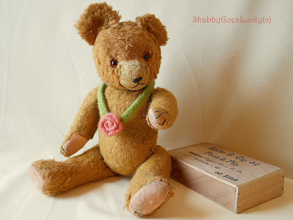 Old German Vintage Teddy Bear Hard Stuffed By Shabbygoeslucky