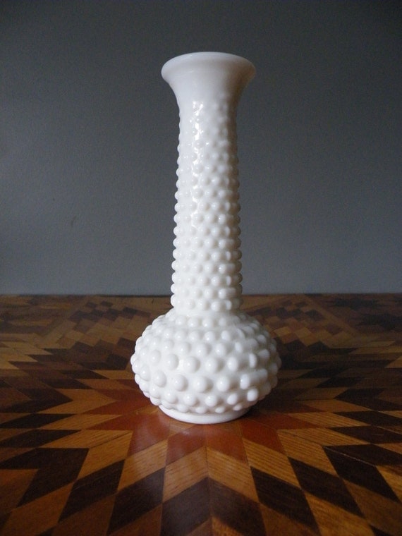 Vintage Milk Glass Hobnail Bud Vase by MeldT on Etsy