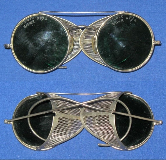 Vintage Steel & Green Glass Lens Welding Safety by Tamtasvintage