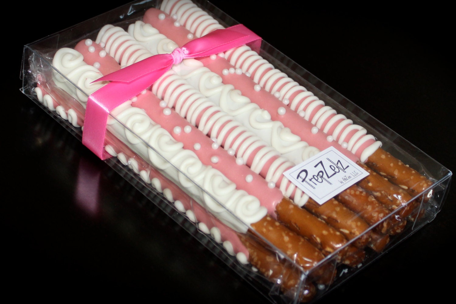 Items similar to Pink and White Chocolate Covered Pretzel Rods 12