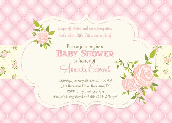 Quilted Rose Baby Shower Invitation - Printable Il_570xn