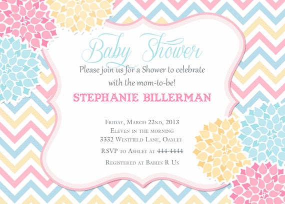 Chevron Floral Baby Shower Invitation - Printable Il_570xn