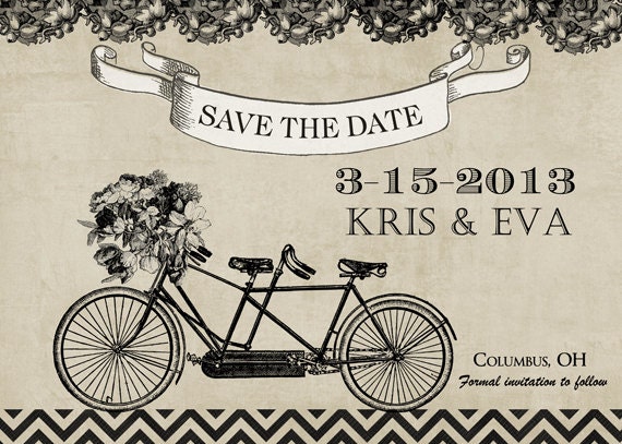Bicycle for Two Wedding Save the Date - Printable Il_570xn