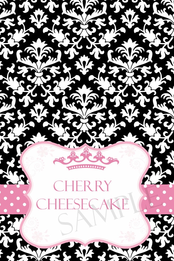 Princess Black & Pink Damask Baby Shower Food Tents - Printable Il_570xn