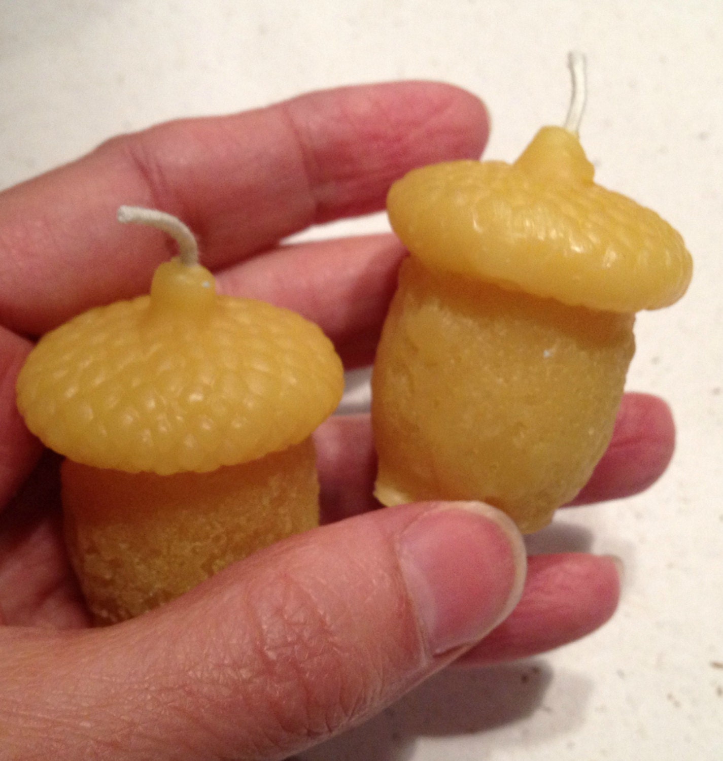 Beeswax Acorn Votive Candles - Woodland Decor- Eco friendly home decor - pure beeswax  - set of two - ButtercupBees