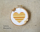 Little gold Heart cross stitch pattern needlepoint - LaMariaCha