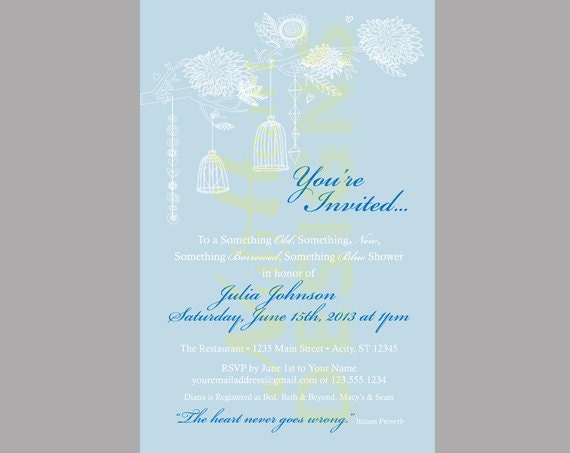 Something Blue Bridal Shower Invitation PRINTABLE