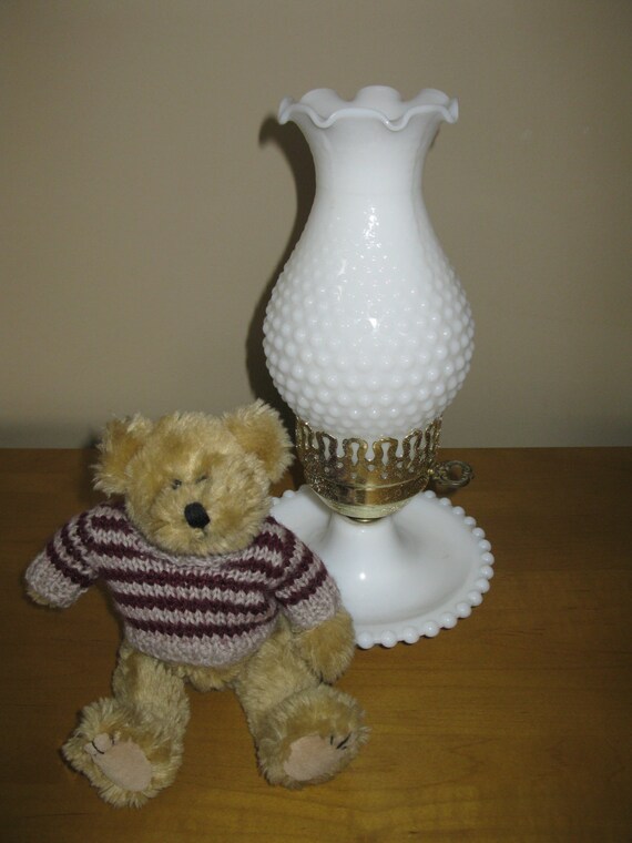 hobnail dresser glass lamps milk milk Adorable dresser    hurricane 1960s  glass   vanity  lamp