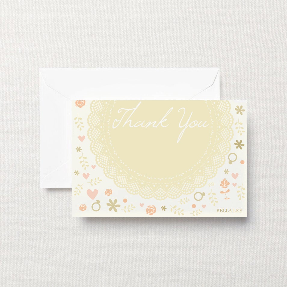 Rustic Bridal Shower Thank you postcard Printable - doily wedding thank you card Il_570xn