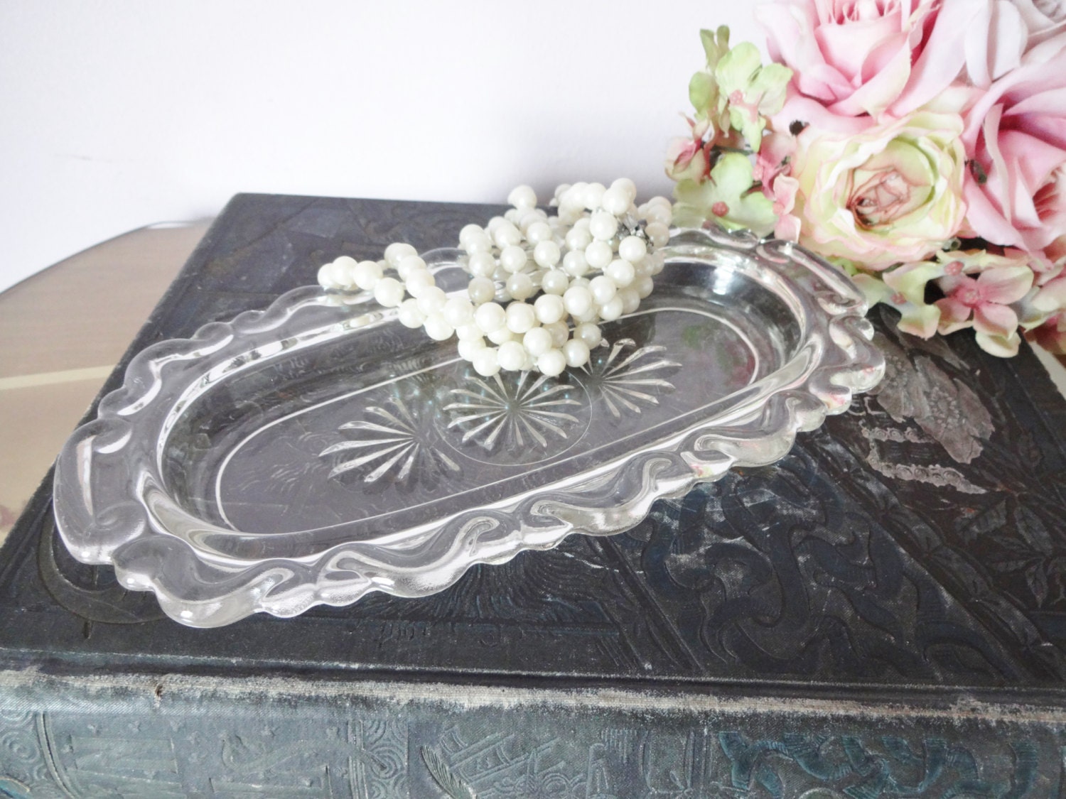 shabby chic vintage clear glass butter dish by annmariefamilytree shabby chic vintage clear glass butter dish by annmariefamilytree