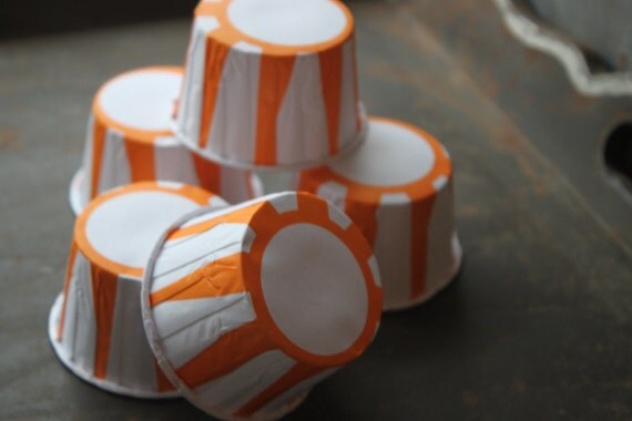 12 Orange Stripes -- Paper Candy Cup - Dessert Cups - Ice cream cups - Nut Cups - Portion Cups Il_570xn