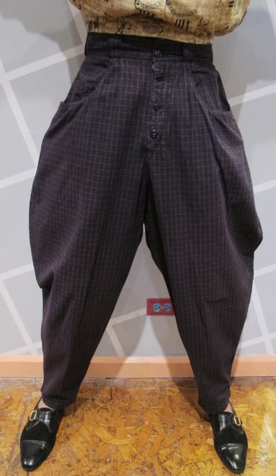 80s Zoot Suit Plaid Pants in Plum by Kokorokoko on Etsy
