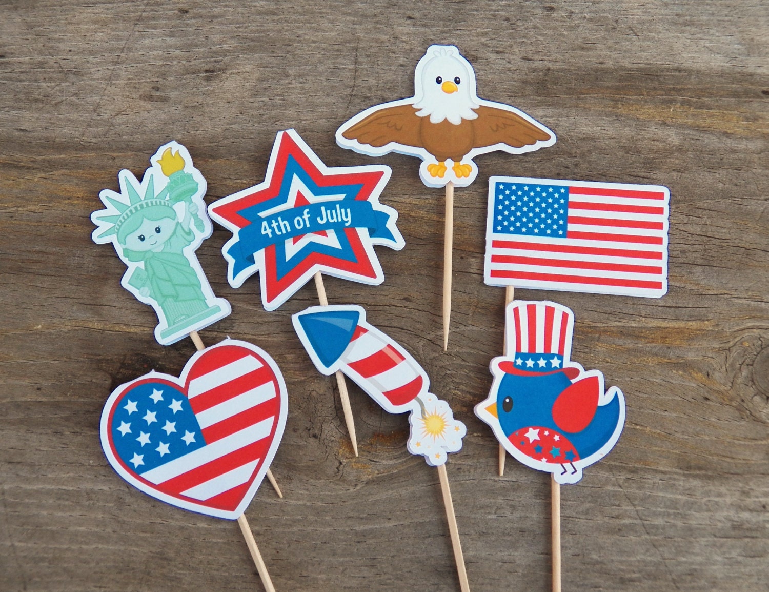 4th of July Celebration - Set of 12 Assorted Holiday Cupcake Toppers by The Birthday House Il_570xn