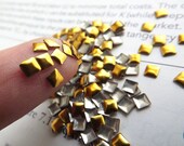 GOLD 3mm SQUARE Metal Studs 100 Pieces Nail Rhinestuds Hotfix