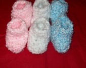 Baby Bootie Socks Your Choice Of Pink, White, Blue - amydscrochet