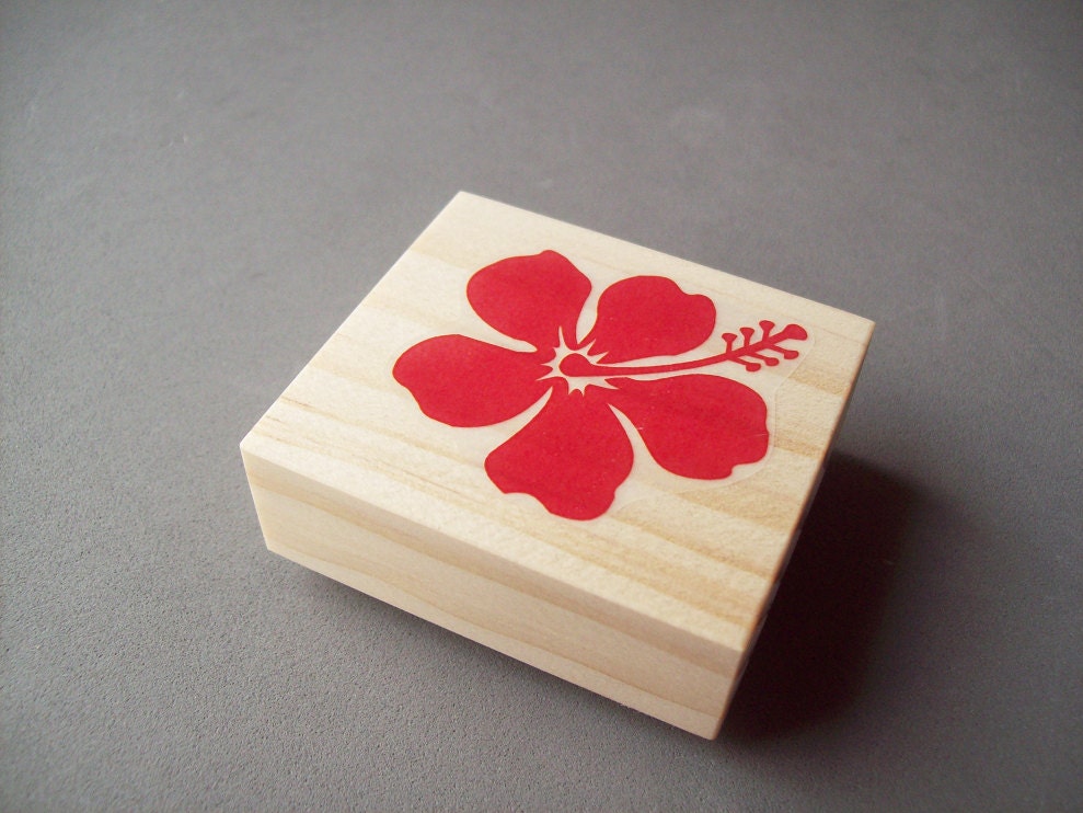 Hibiscus Flower Rubber Stamp Hawaiian Tropical by stampcouture