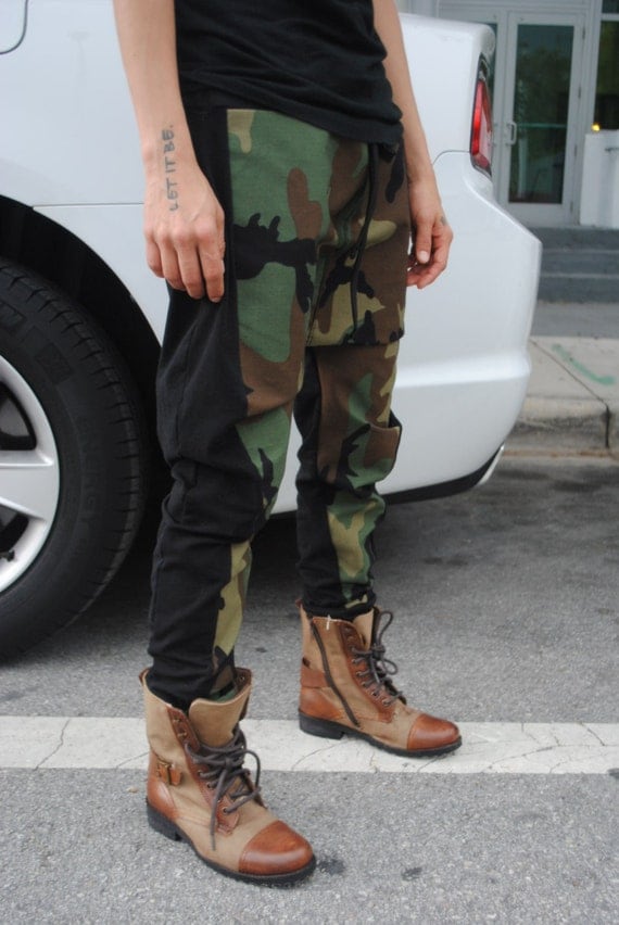 camo drop crotch pants