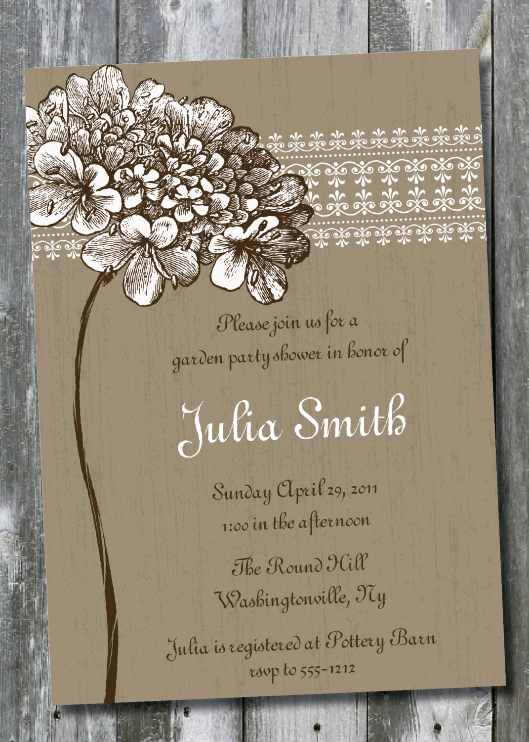 HYDRANGEA and LACE Custom Shower Invitation/Bridal Shower/Baby Shower Invitation/Birthday - You Print - DIY Il_570xn