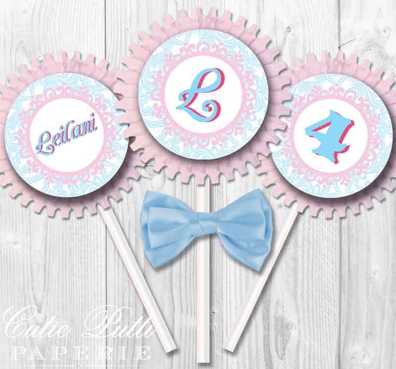 Alice in Wonderland Party, Mad Hatter Tea Party - 2inch PRINTABLE CUSTOMIZED CUPCAKE Toppers - Cutie Putti Paperie Il_570xn